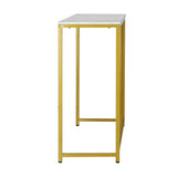 Oikiture Console Table Marble-like Tabletop Steel Frame