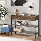 Oikiture 3-Tier Console Table with 2 Drawers