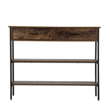 Oikiture 3-Tier Console Table with 2 Drawers