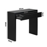 Oikiture Console Table with Drawer Black - Close-Up Angle