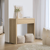 Oikiture Console Table Wood with Drawer Natural - Rear View