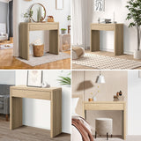 Oikiture Console Table Wood with Drawer Natural