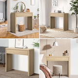 Oikiture Console Table Wood with Drawer Natural - Extra Image