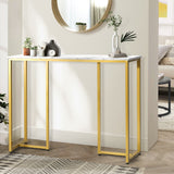 Oikiture Console Table Marble Effect Hall Display White&Gold
