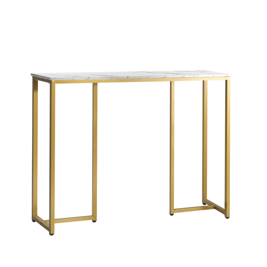 Oikiture Console Table Marble Effect Hall Display White & Gold