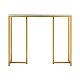 Oikiture Console Table Marble Effect Hall Display White&Gold - Front View