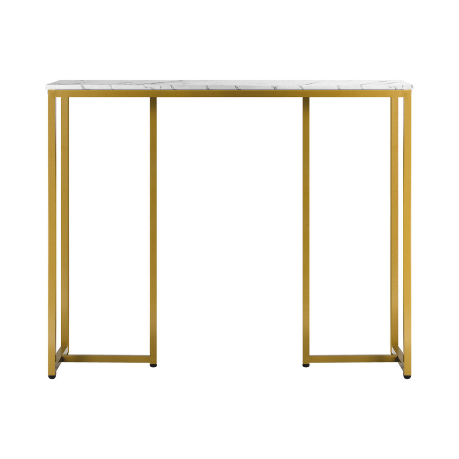 Oikiture Console Table Marble Effect Hall Display White & Gold