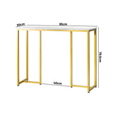 Oikiture Console Table Marble Effect Hall Display White&Gold