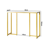 Oikiture Console Table Marble Effect Hall Display White&Gold - Close-Up Angle