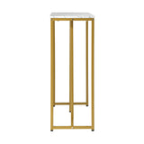 Oikiture Console Table Marble Effect Hall Display White&Gold