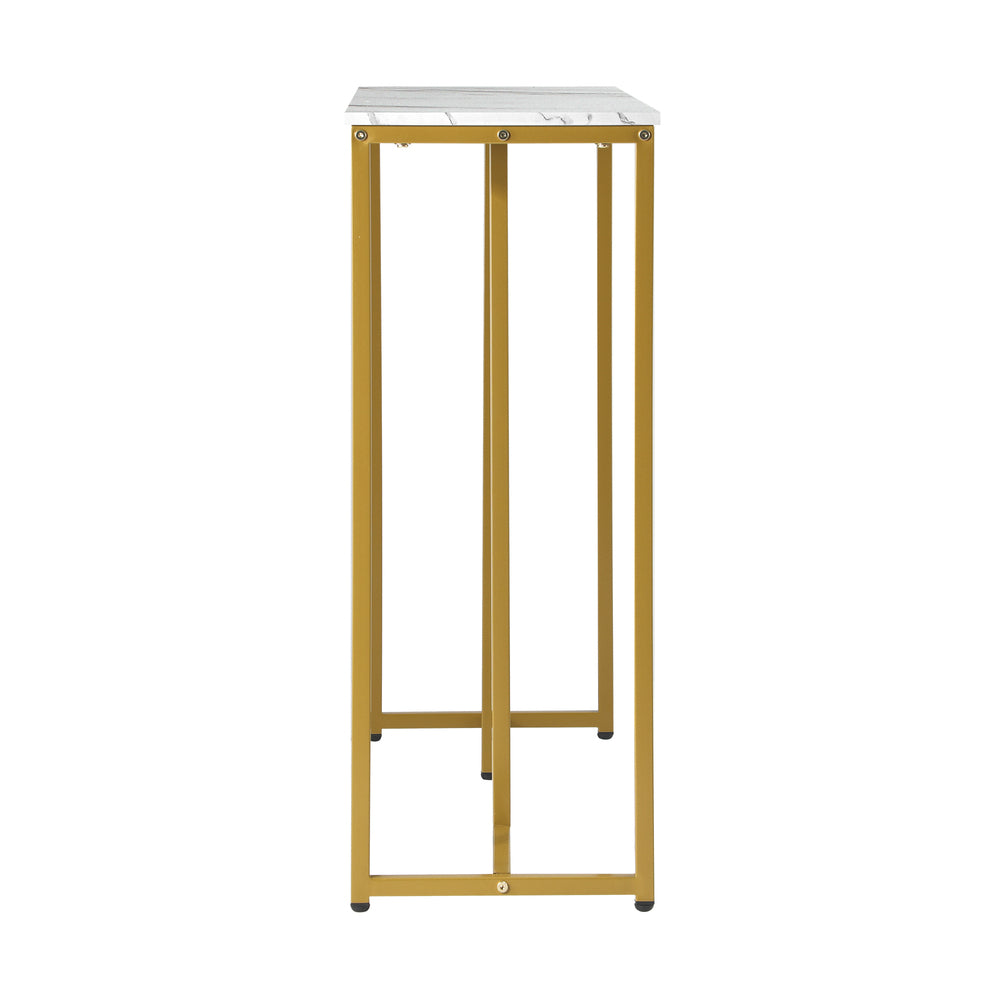 Oikiture Console Table Marble Effect Hall Display White&Gold