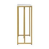 Oikiture Console Table Marble Effect Hall Display White&Gold - Rear View