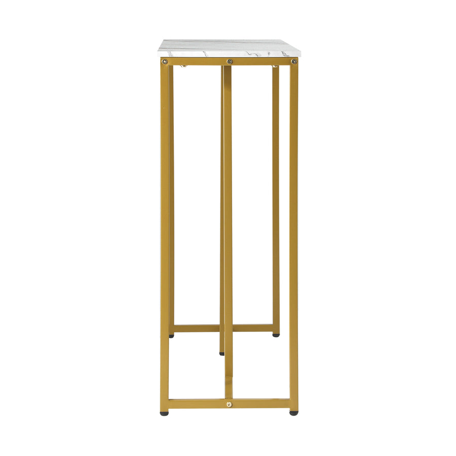 Oikiture Console Table Marble Effect Hall Display White & Gold