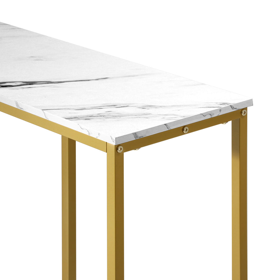 Oikiture Console Table Marble Effect Hall Display White & Gold