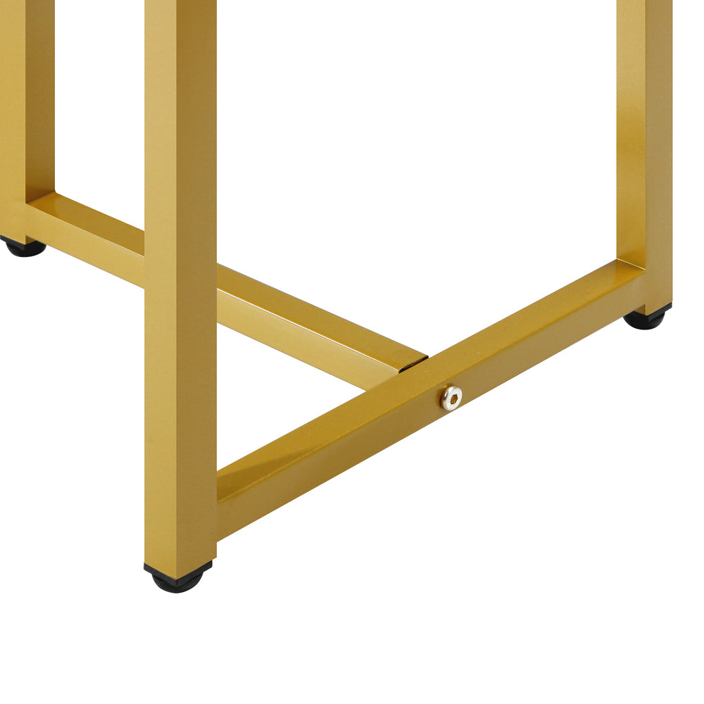 Oikiture Console Table Marble Effect Hall Display White&Gold