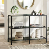 Oikiture Console Table Tempered Glass 3 Shelves Black