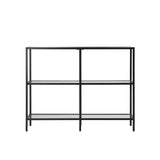 Oikiture Console Table Tempered Glass 3 Shelves Black - Rear View