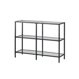 Oikiture Console Table Tempered Glass 3 Shelves Black - Top-Down View