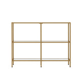 Oikiture Console Table Tempered Glass 3 Shelves Gold