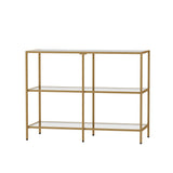 Oikiture Console Table Tempered Glass 3 Shelves Gold - Top-Down View