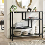 Oikiture Console Table Tempered Glass 4 Shelves Black - Extra Image