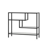 Oikiture Console Table Tempered Glass 4 Shelves Black - Side View