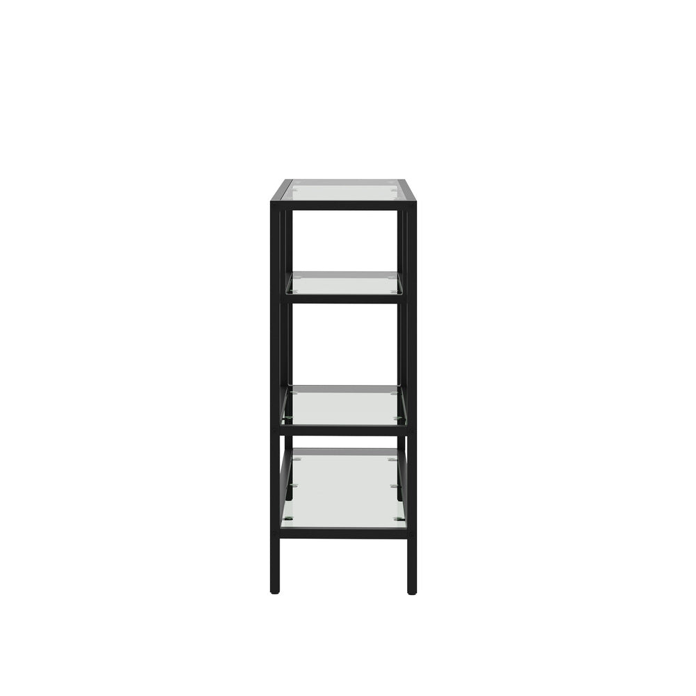 Oikiture Console Table Tempered Glass 4 Shelves Black