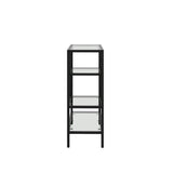 Oikiture Console Table Tempered Glass 4 Shelves Black - Close-Up Angle