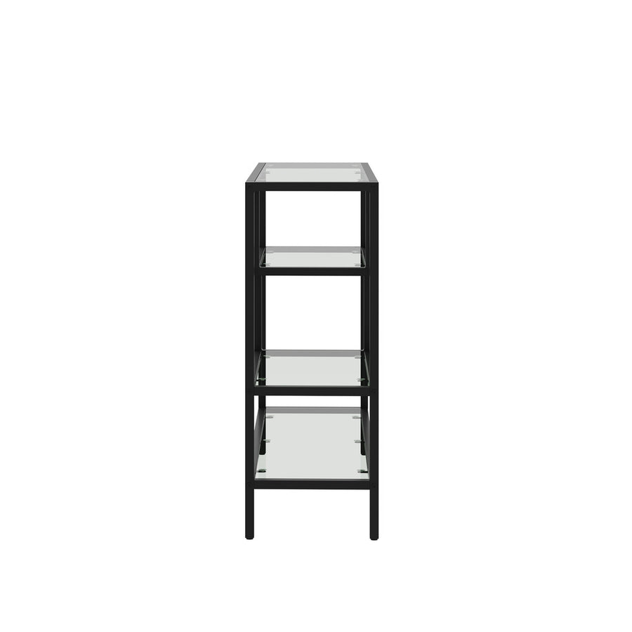 Oikiture Console Table Tempered Glass 4 Shelves Black