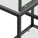 Oikiture Console Table Tempered Glass 4 Shelves Black - Front View