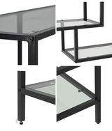 Oikiture Console Table Tempered Glass 4 Shelves Black - Top-Down View