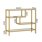 Oikiture Console Table Tempered Glass 4 Shelves Gold - Extra Image