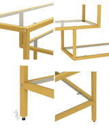 Oikiture Console Table Tempered Glass 4 Shelves Gold - Extra Image