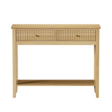 Oikiture 2-tier Console Table 100cm with 2 Storage Drawer - Top-Down View