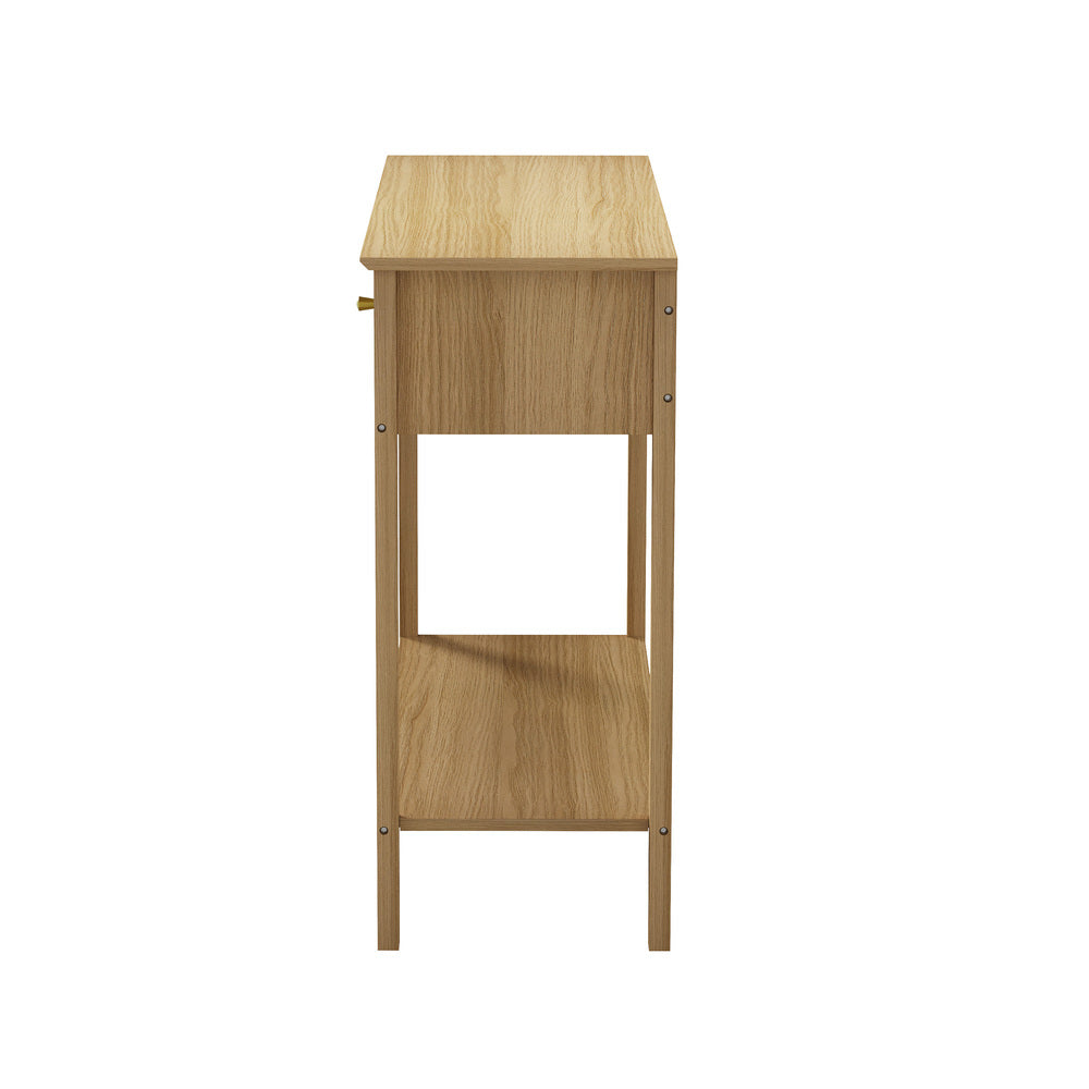 Oikiture 2-tier Console Table 100cm with 2 Storage Drawer