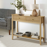 Oikiture 2-tier Console Table 100cm with 2 Storage Drawer