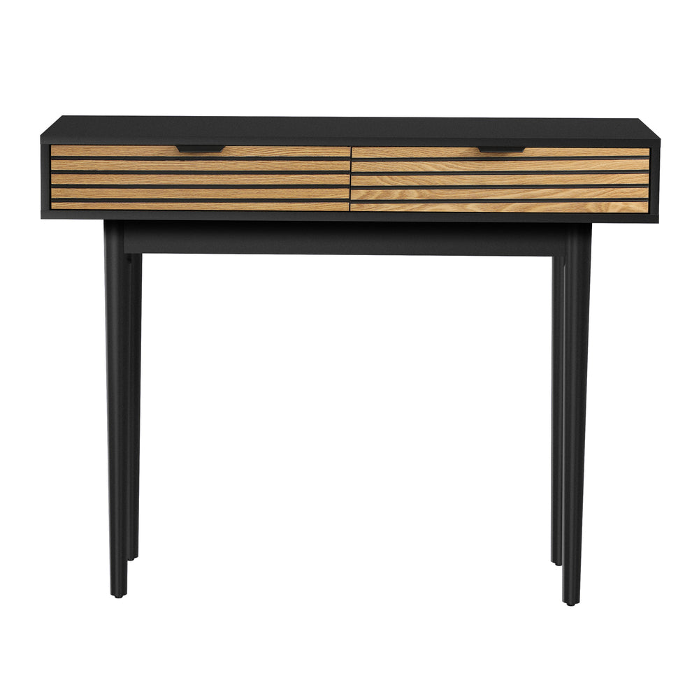 Oikiture Console Table with 2 Storage Drawer Black