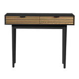 Oikiture Console Table with 2 Storage Drawer Black - Side View