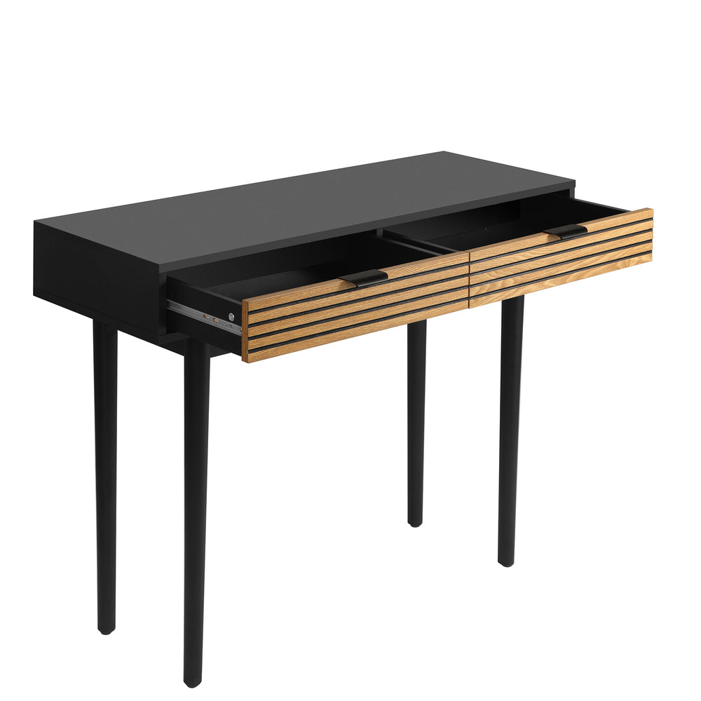 Oikiture Console Table with 2 Storage Drawer Black