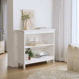Oikiture 3-Tier Console Table Open Shelf Wooden White