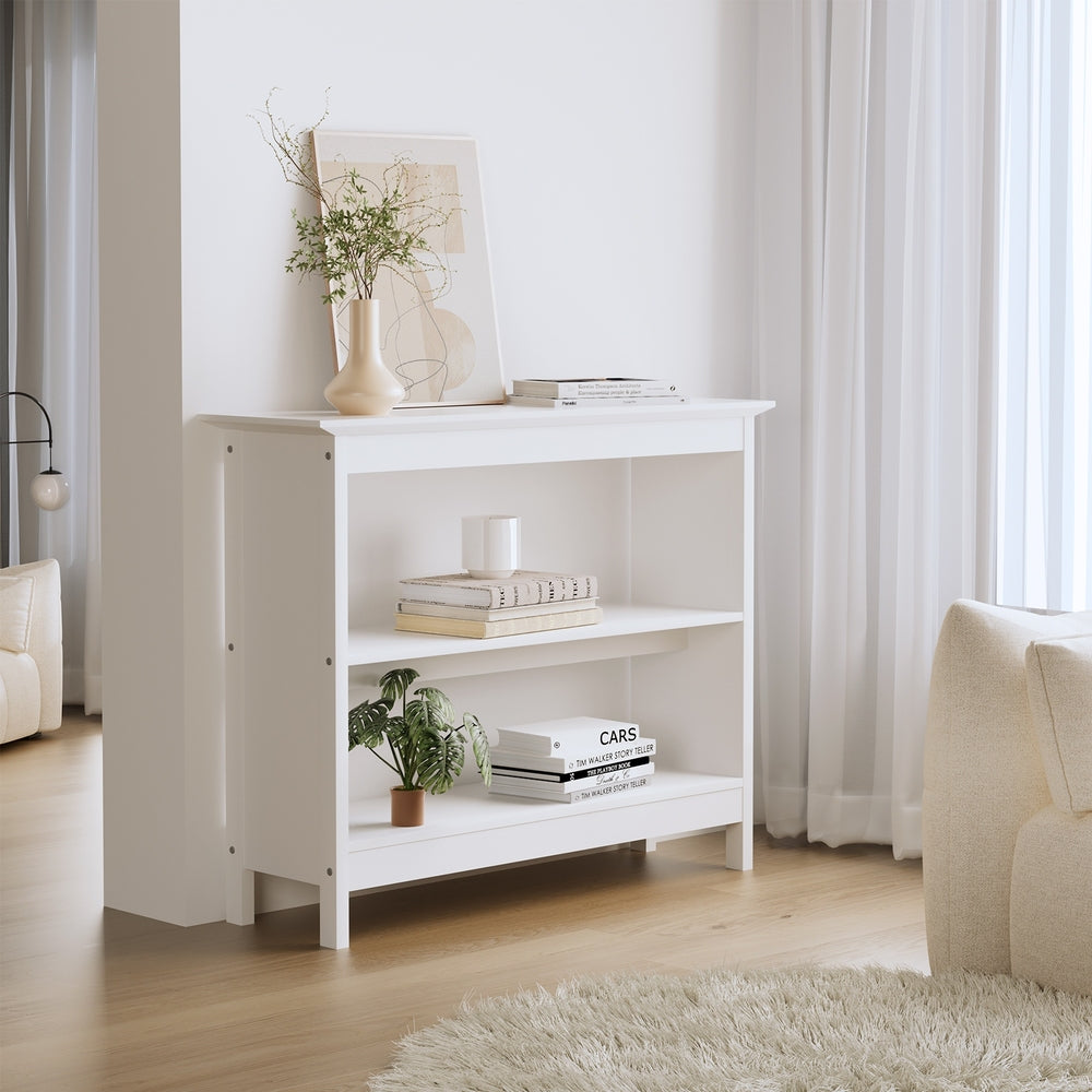 Oikiture 3-Tier Console Table Open Shelf Wooden White