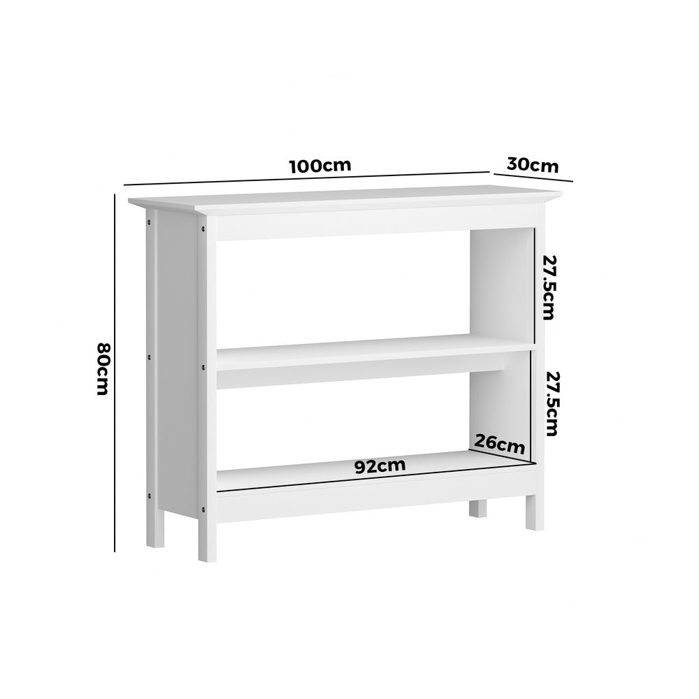 Oikiture 3-Tier Console Table Open Shelf Wooden White