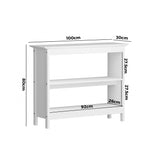 Oikiture 3-Tier Console Table Open Shelf Wooden White - Side View