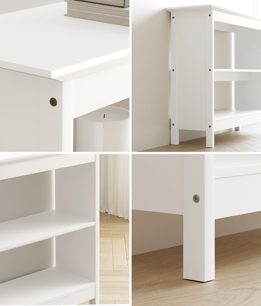 Oikiture 3-Tier Console Table Open Shelf Wooden White