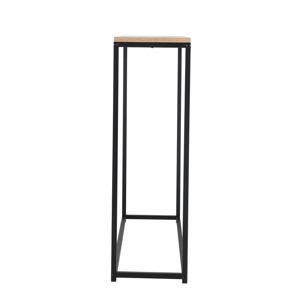 Oikiture Console Table Wooden Tabletop Black&Wood
