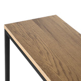 Oikiture Console Table Wooden Tabletop Black&Wood - Close-Up Angle