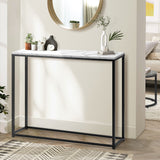 Oikiture Console Table Marble-look Iron Black&White - Rear View