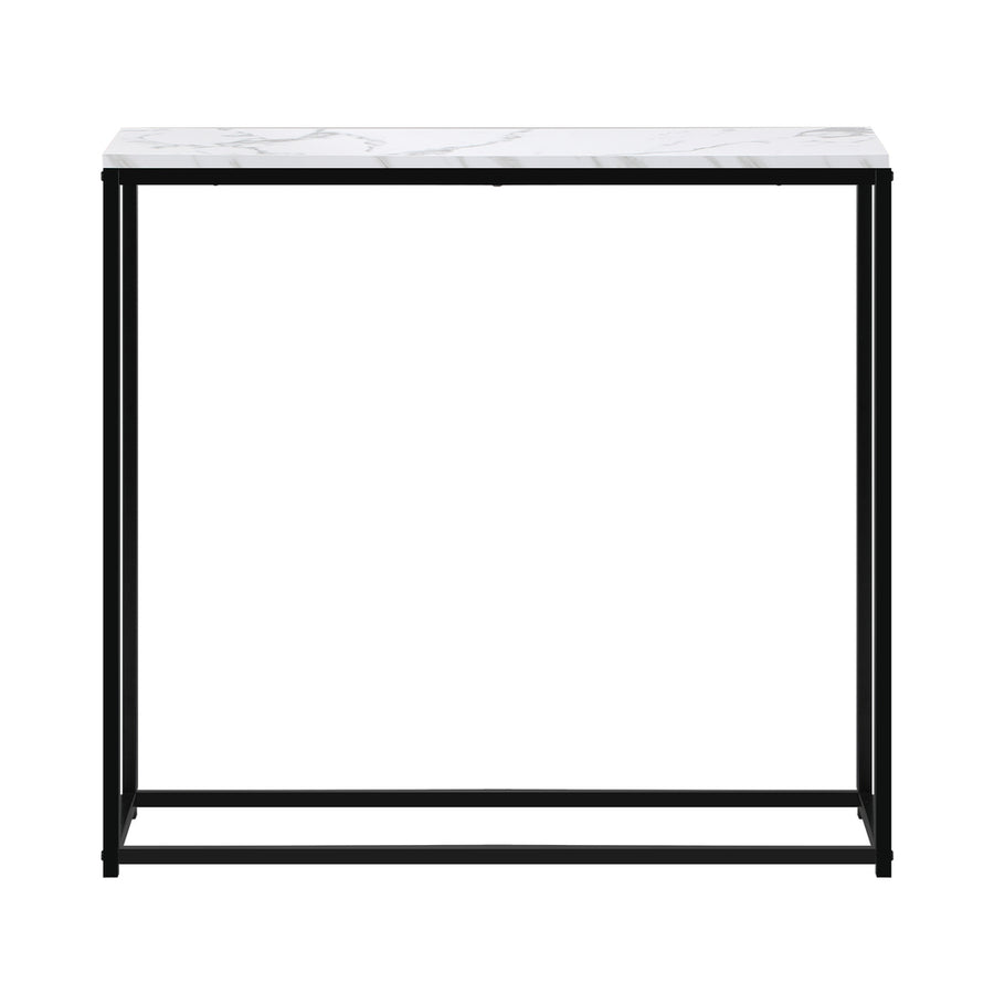 Oikiture Console Table Marble-look Iron Black&White