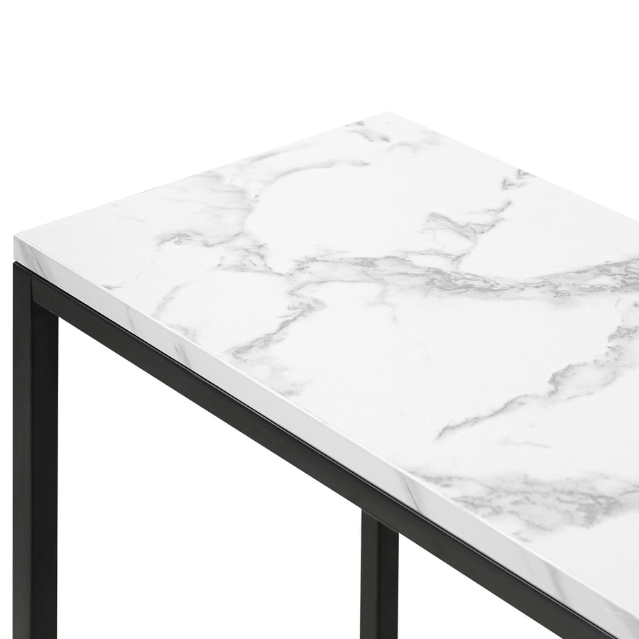Oikiture Console Table Marble-look Iron Black&White