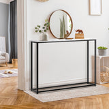 Oikiture Console Table Marble-look Iron Black&White